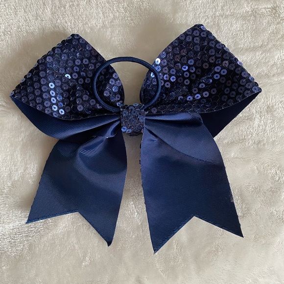 Navy Blue Sequin Bow - Picture 2 of 2